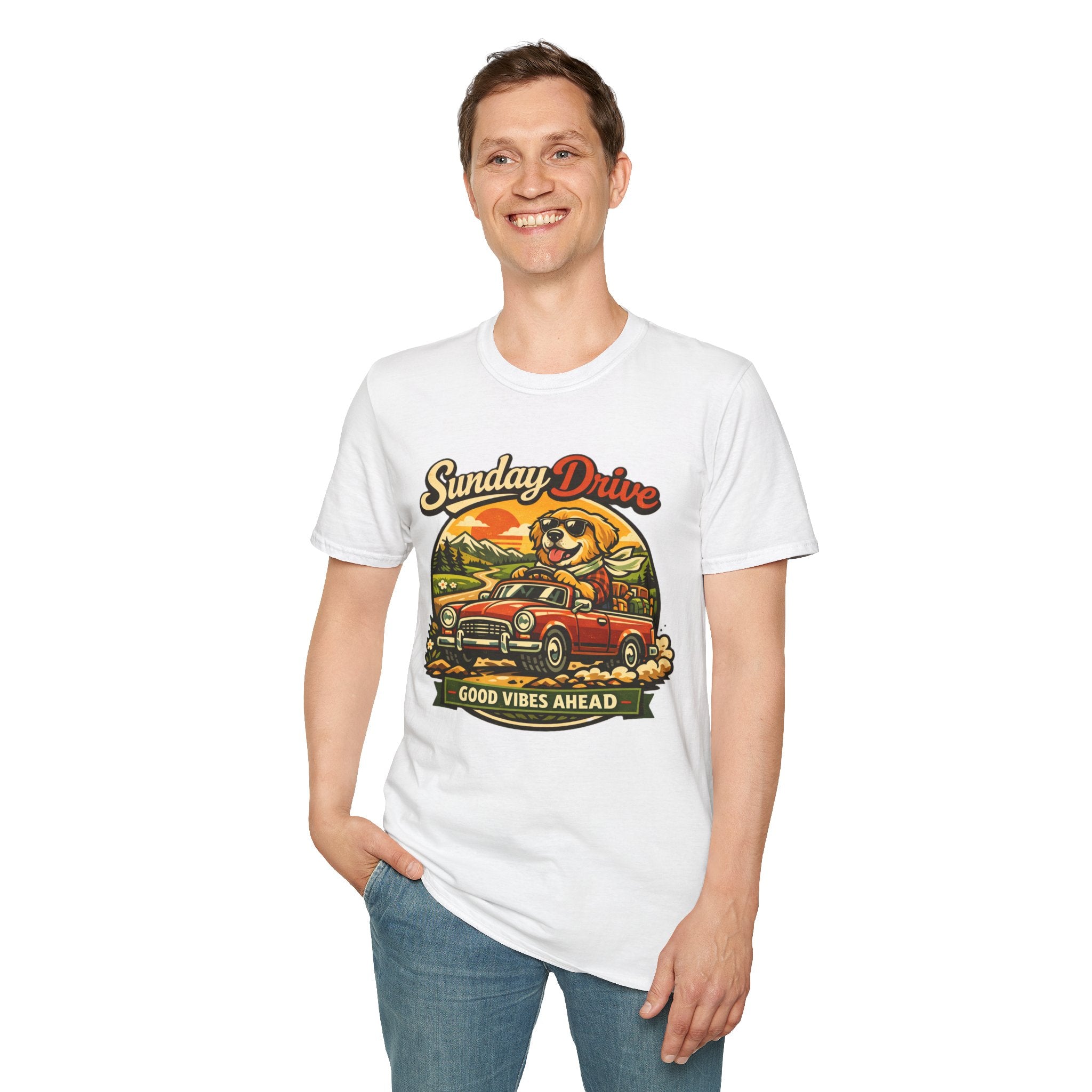 Sunday Drive Tee — Good Vibes Ahead Vintage Road Trip T-Shirt