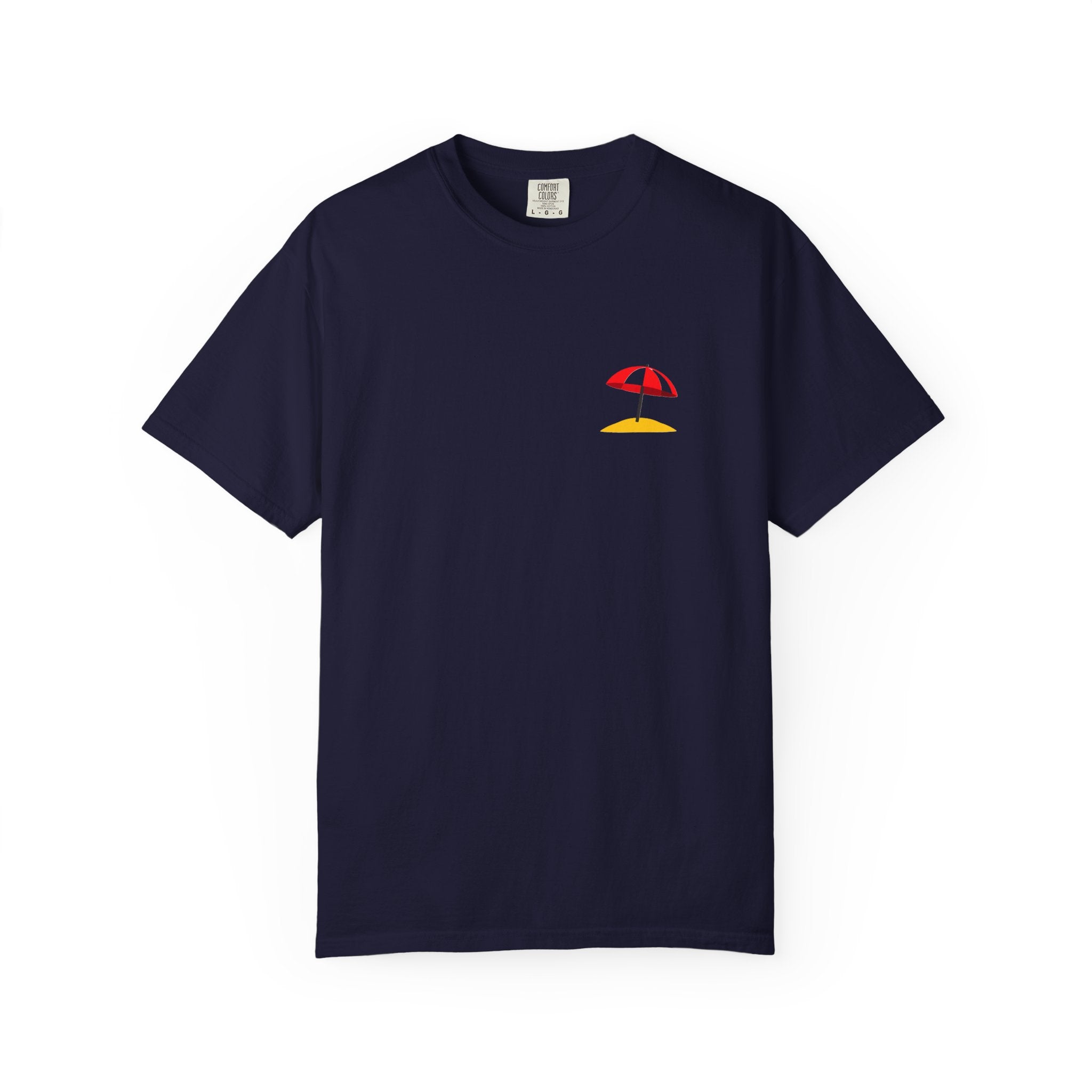 Beach Umbrella Pocket T-Shirt — Minimal Summer Graphic Tee
