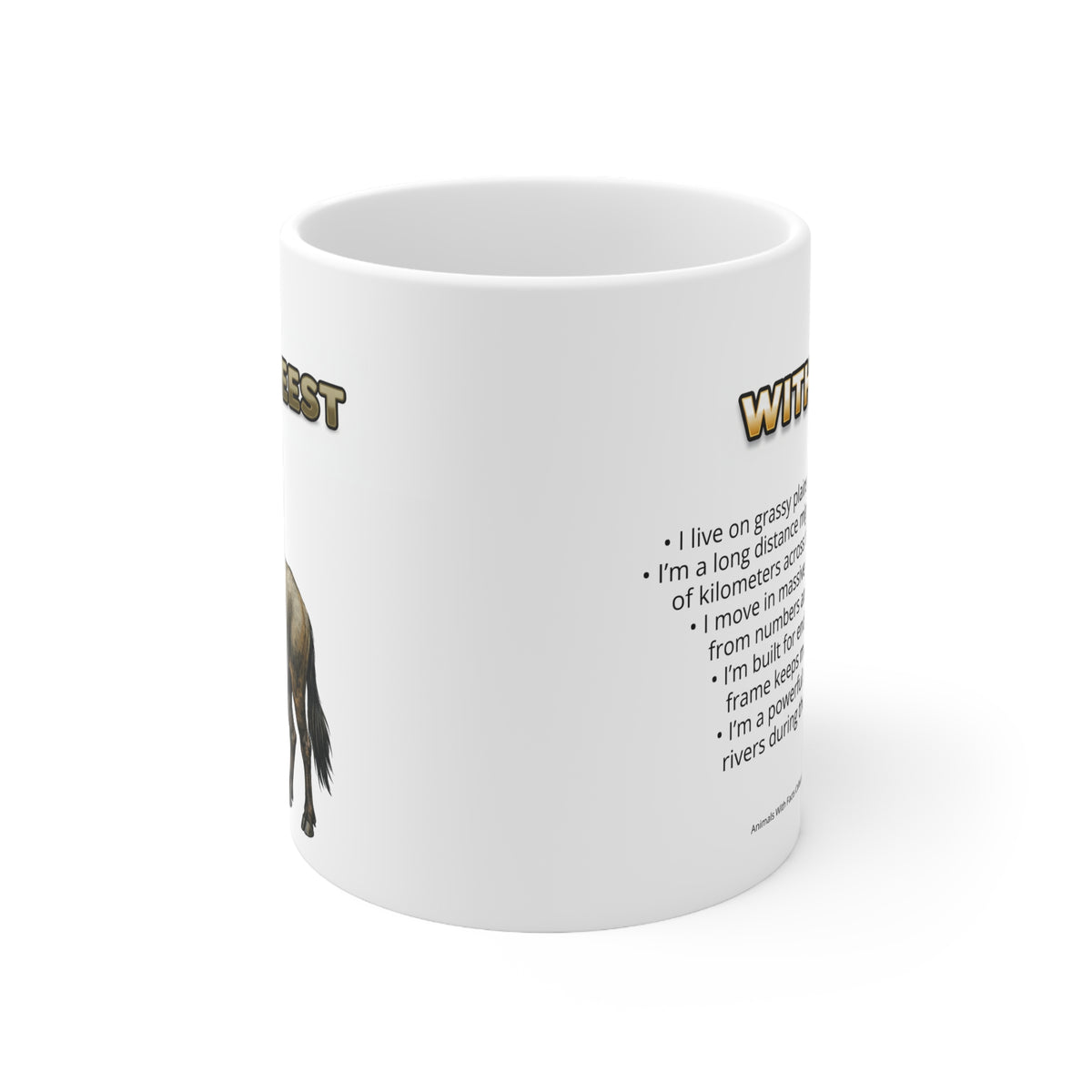 Wildebeest Coffee Mug – 11oz Ceramic Mug for Animals With Facts Series 1 Gifts