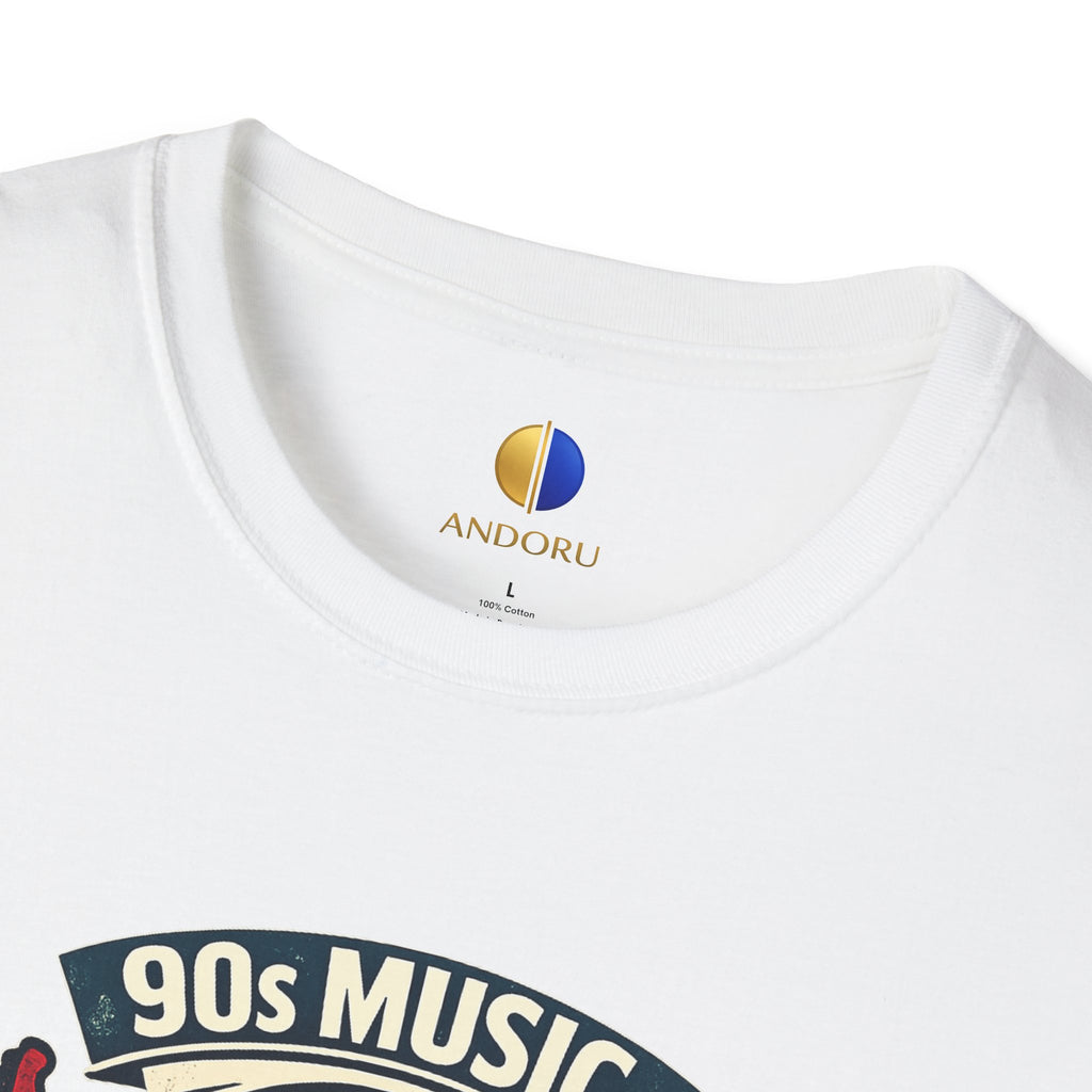 90s Music T-Shirt — Retro Cassette & Guitar 'The Last Decade Vibe' Tee