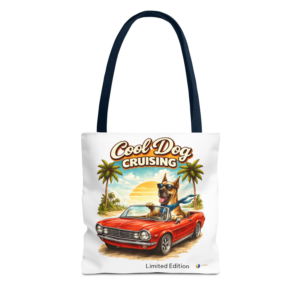 Cool Dog Cruising Tote Bag — Retro Convertible Beach Dog Beach Tote
