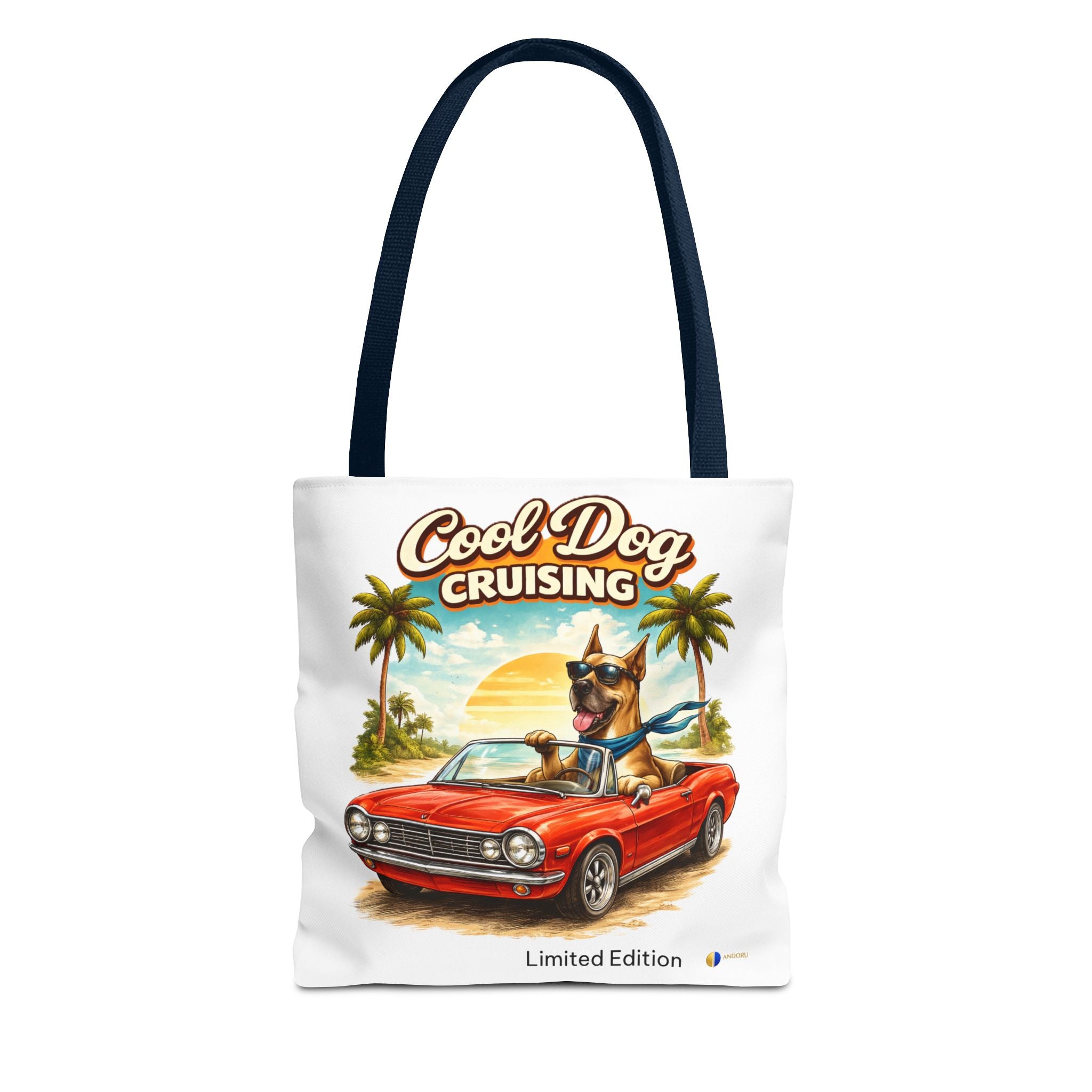 Cool Dog Cruising Tote Bag — Retro Convertible Beach Dog Beach Tote