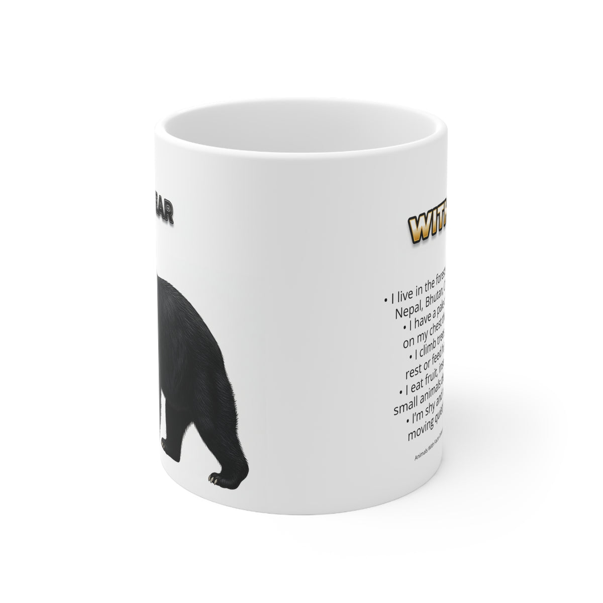 Moon Bear Coffee Mug – 11oz Ceramic Mug for Animals With Facts Series 2 Gifts