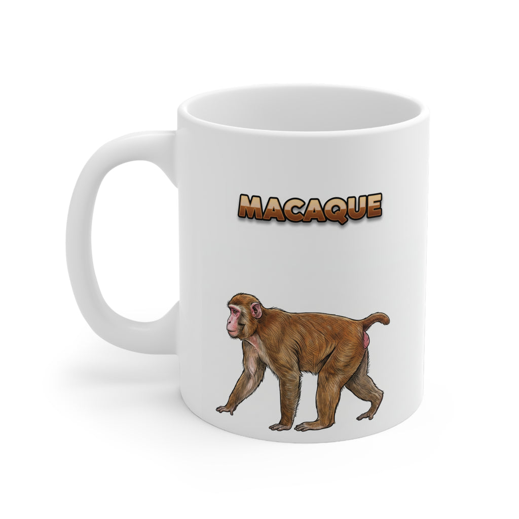 Macaque Coffee Mug – 11oz Ceramic Mug for Animals With Facts Series 2 Gifts