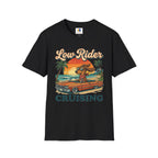 Low Rider Cruise Dog T-Shirt — Retro Palm Sunset Graphic Tee