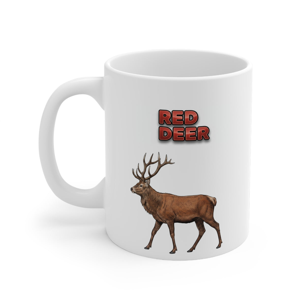 Red Deer Coffee Mug – 11oz Ceramic Mug for Animals With Facts Series 3 Gifts