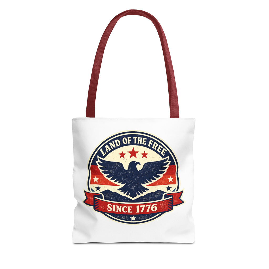 Patriotic Eagle Tote Bag - "Land of the Free Since 1776" Americana Canvas Tote