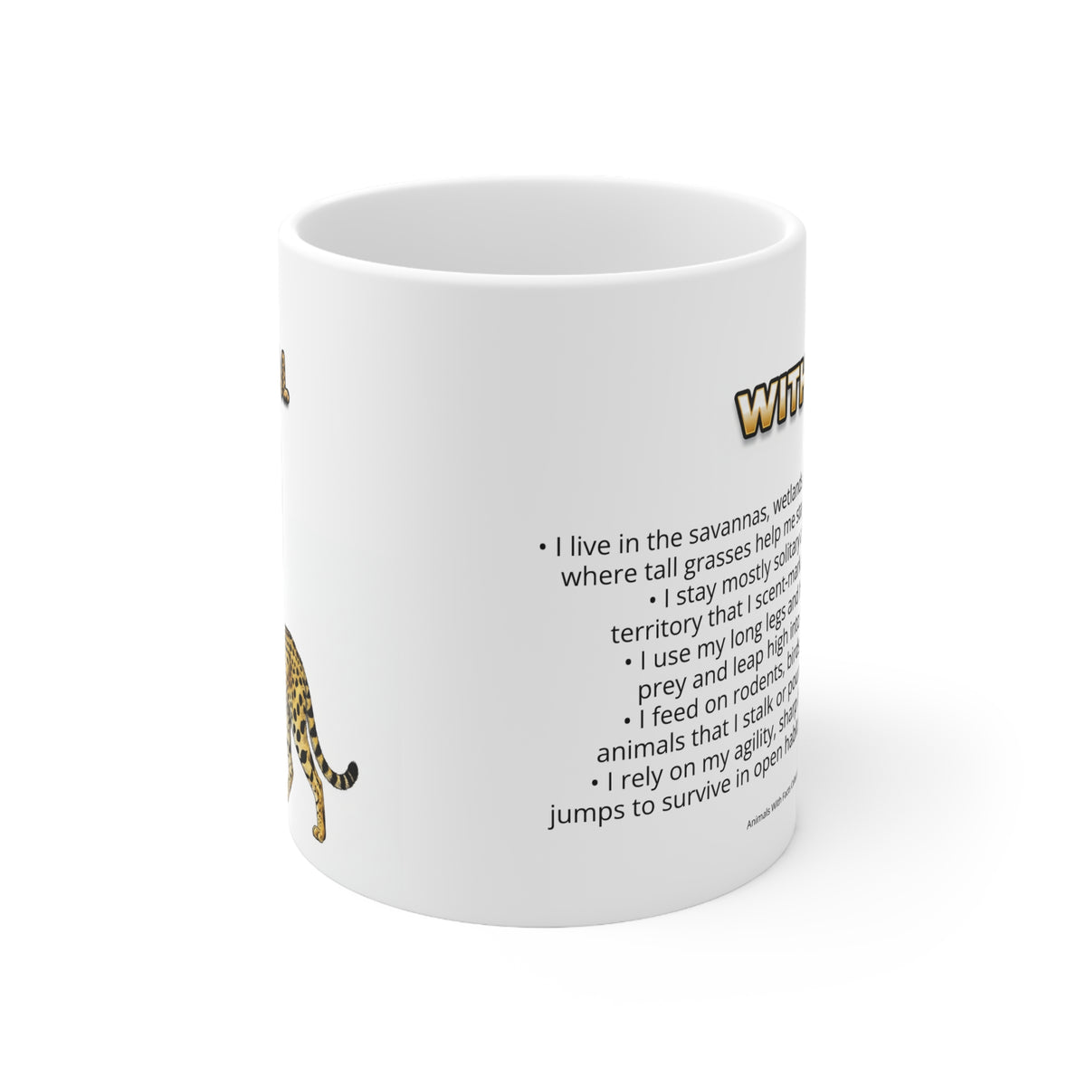 Serval Coffee Mug – 11oz Ceramic Mug for Animals With Facts Series 1 Gifts