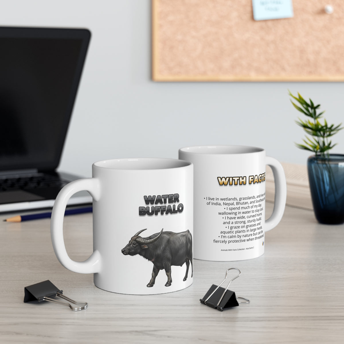 Water Buffalo Coffee Mug – 11oz Ceramic Mug for Animals With Facts Series 2 Gifts