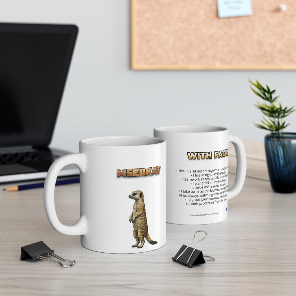Meerkat Coffee Mug – 11oz Ceramic Mug for Animals With Facts Series 1 Gifts