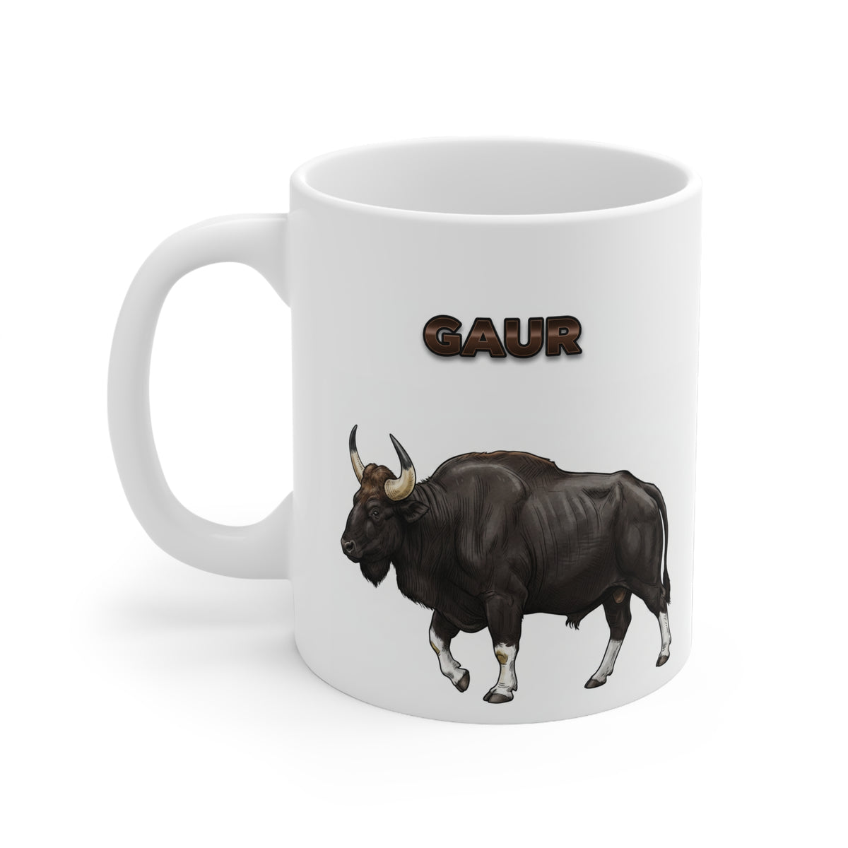Gaur Coffee Mug – 11oz Ceramic Mug for Animals With Facts Series 2 Gifts