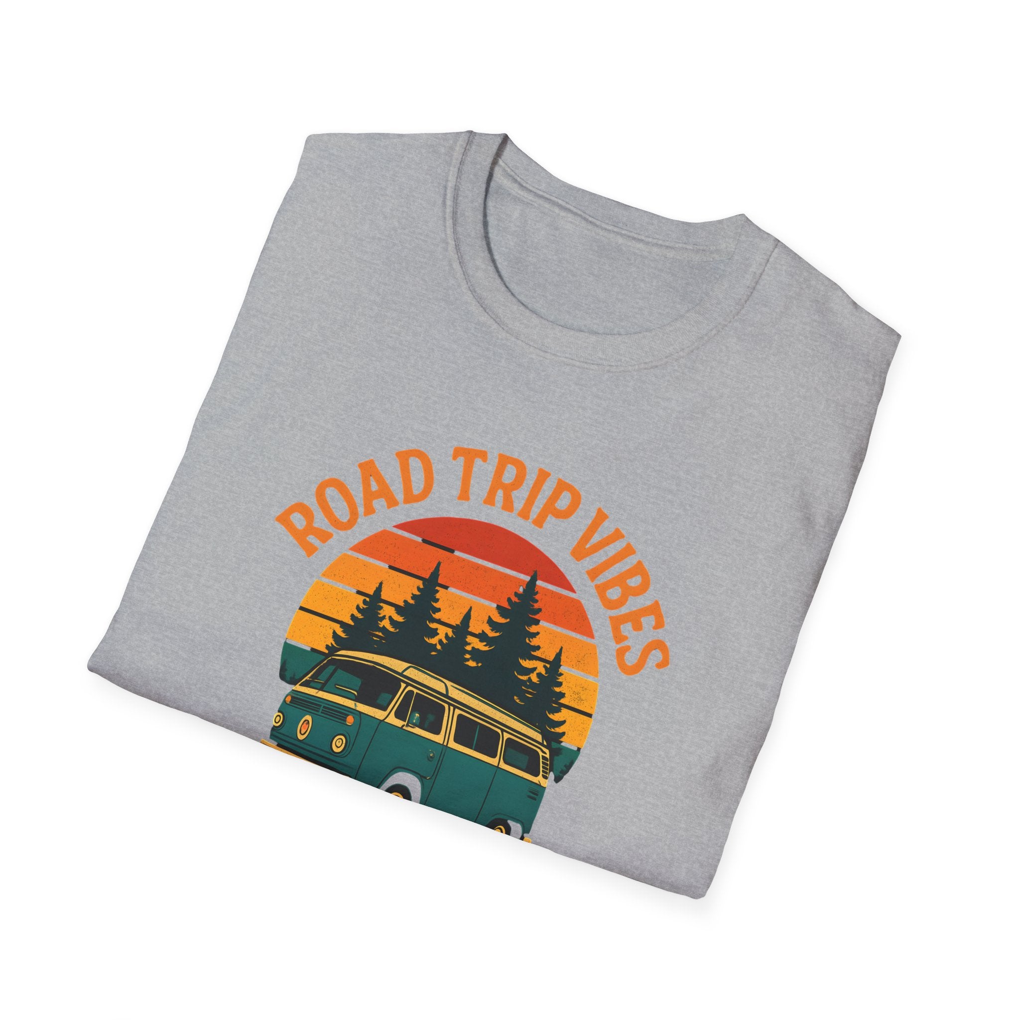 Road Trip Vibes T-Shirt — Retro Van Sunset Graphic