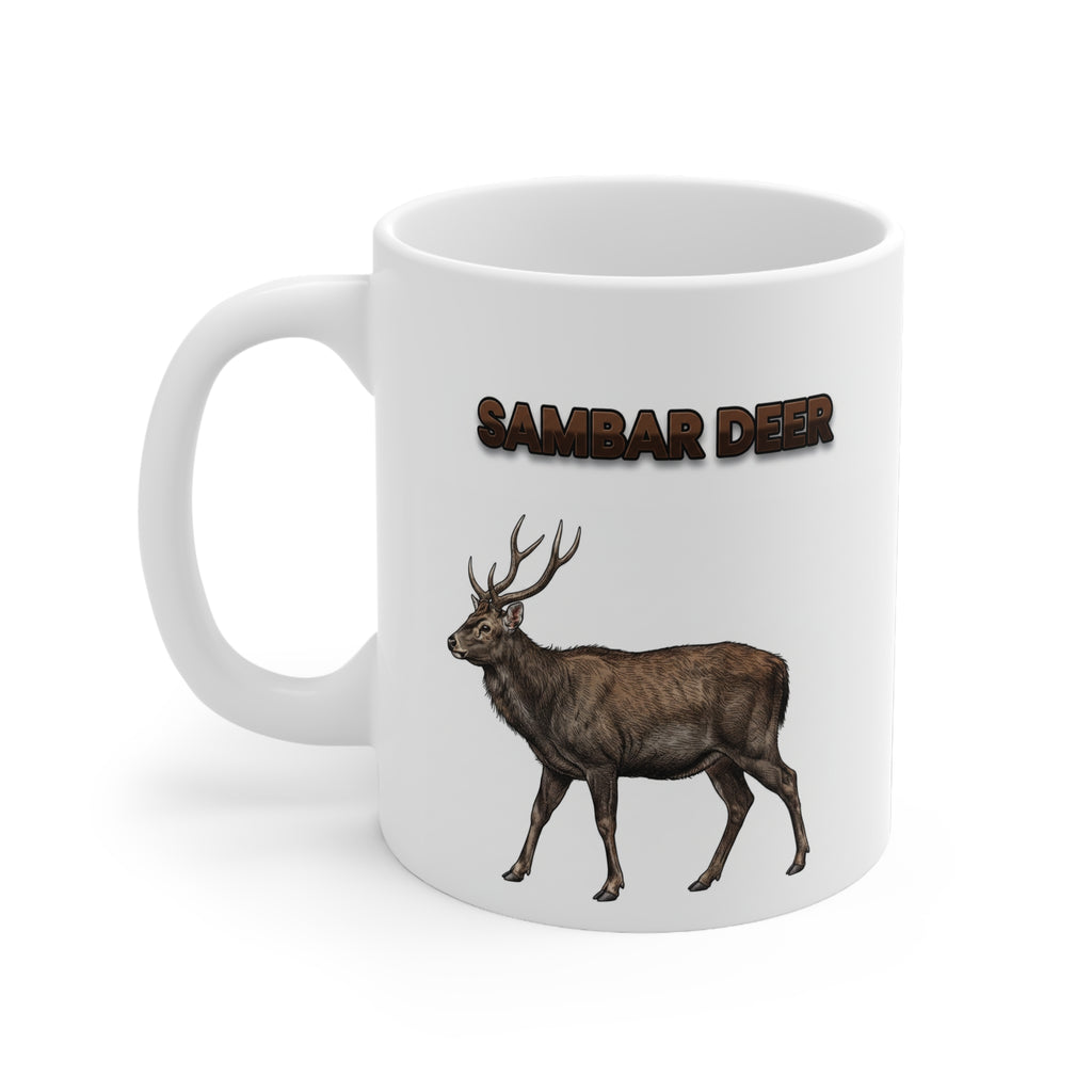 Sambar Deer Coffee Mug – 11oz Ceramic Mug for Animals With Facts Series 2 Gifts