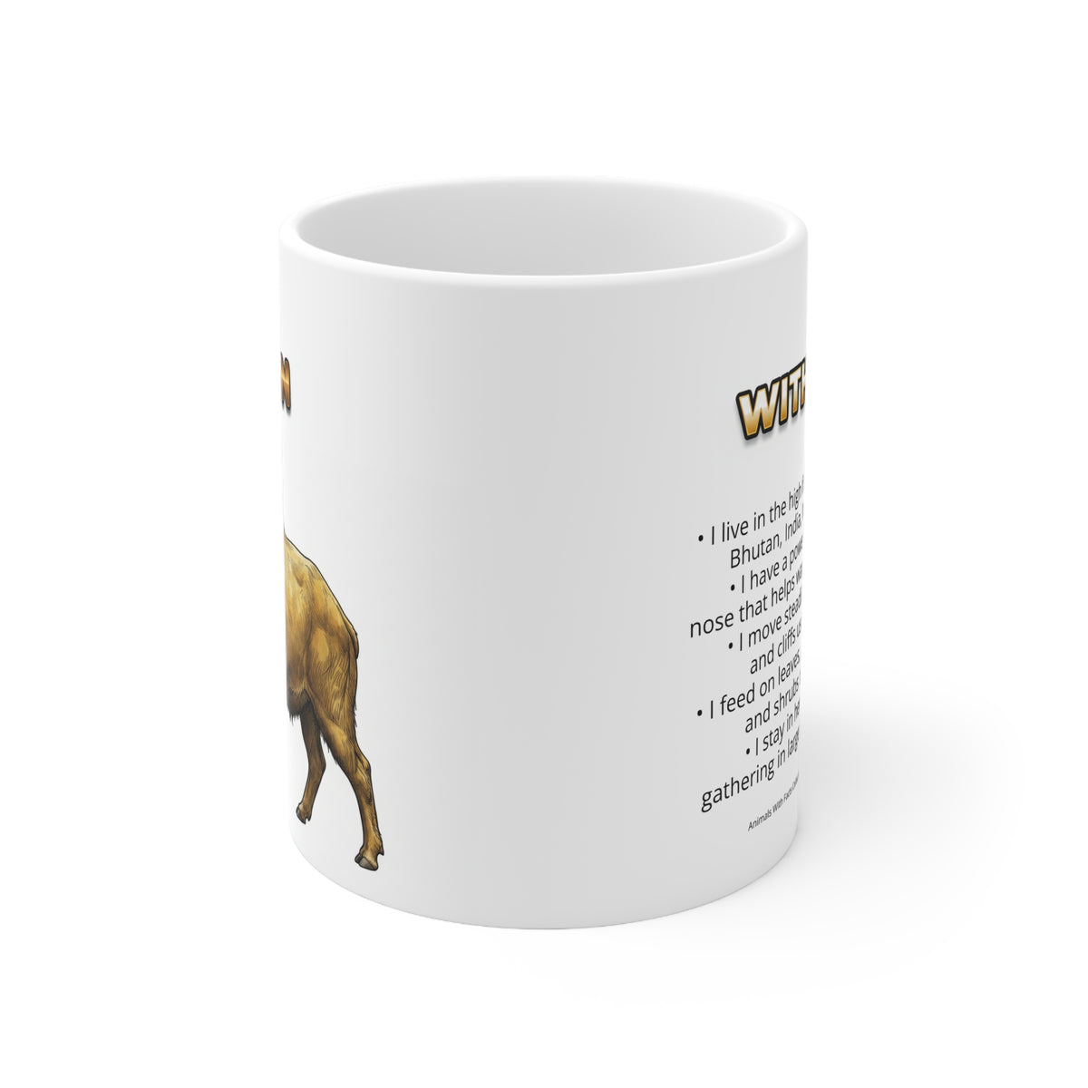 Takin Coffee Mug – 11oz Ceramic Mug for Animals With Facts Series 2 Gifts