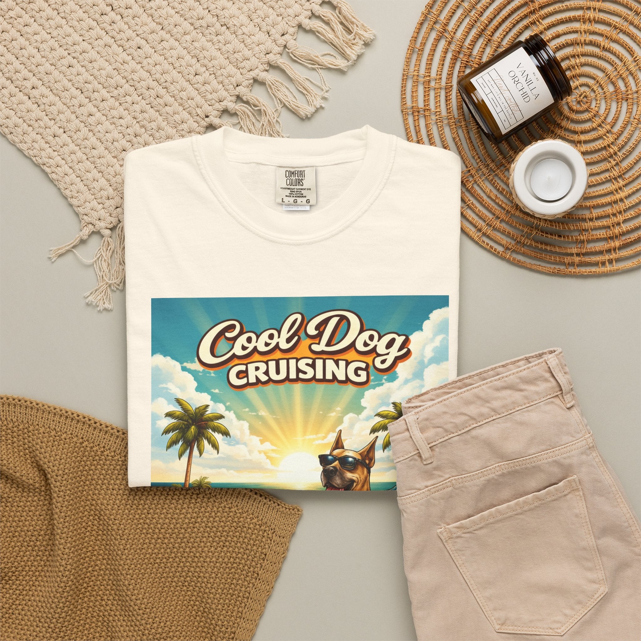 Cool Dog Cruising T-Shirt — Vintage Retro Beach Car Design Limited Edition