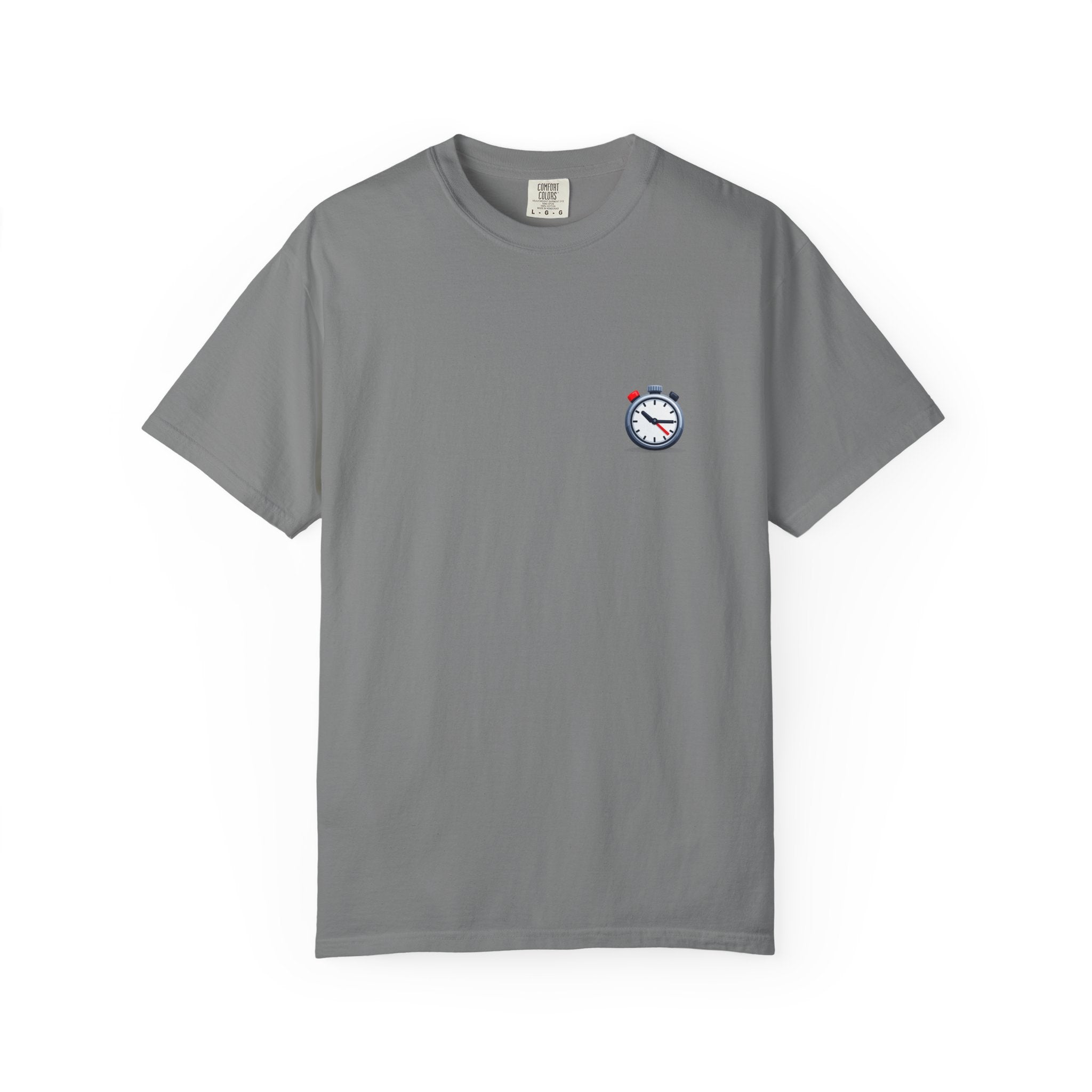 Pocket Alarm Clock Graphic Tee — Minimalist Timekeeper T-Shirt