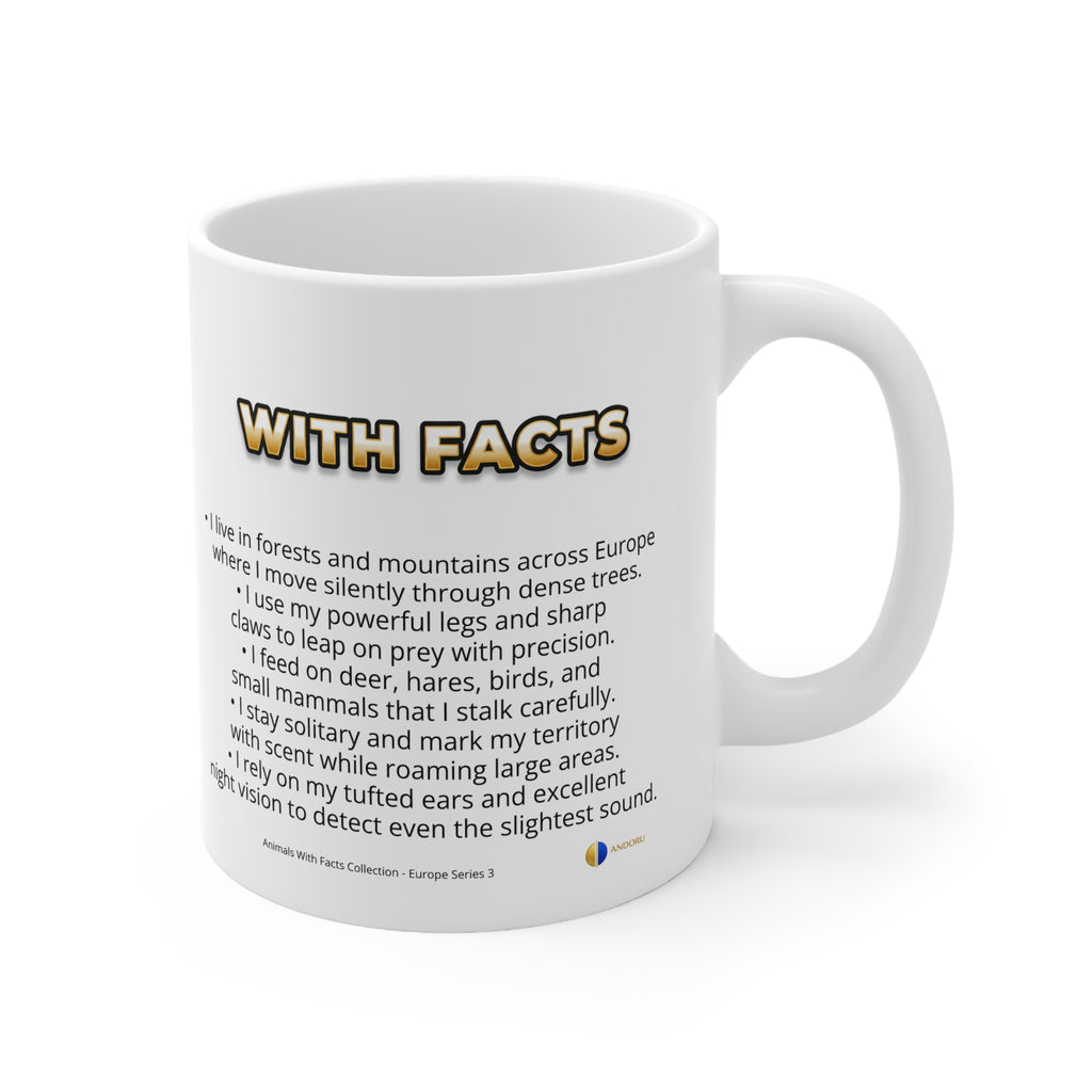 Eurasian Lynx Coffee Mug – 11oz Ceramic Mug for Animals With Facts Series 3 Gifts
