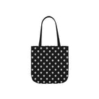 Halloween White Skulls Black Pattern Canvas Tote Bag