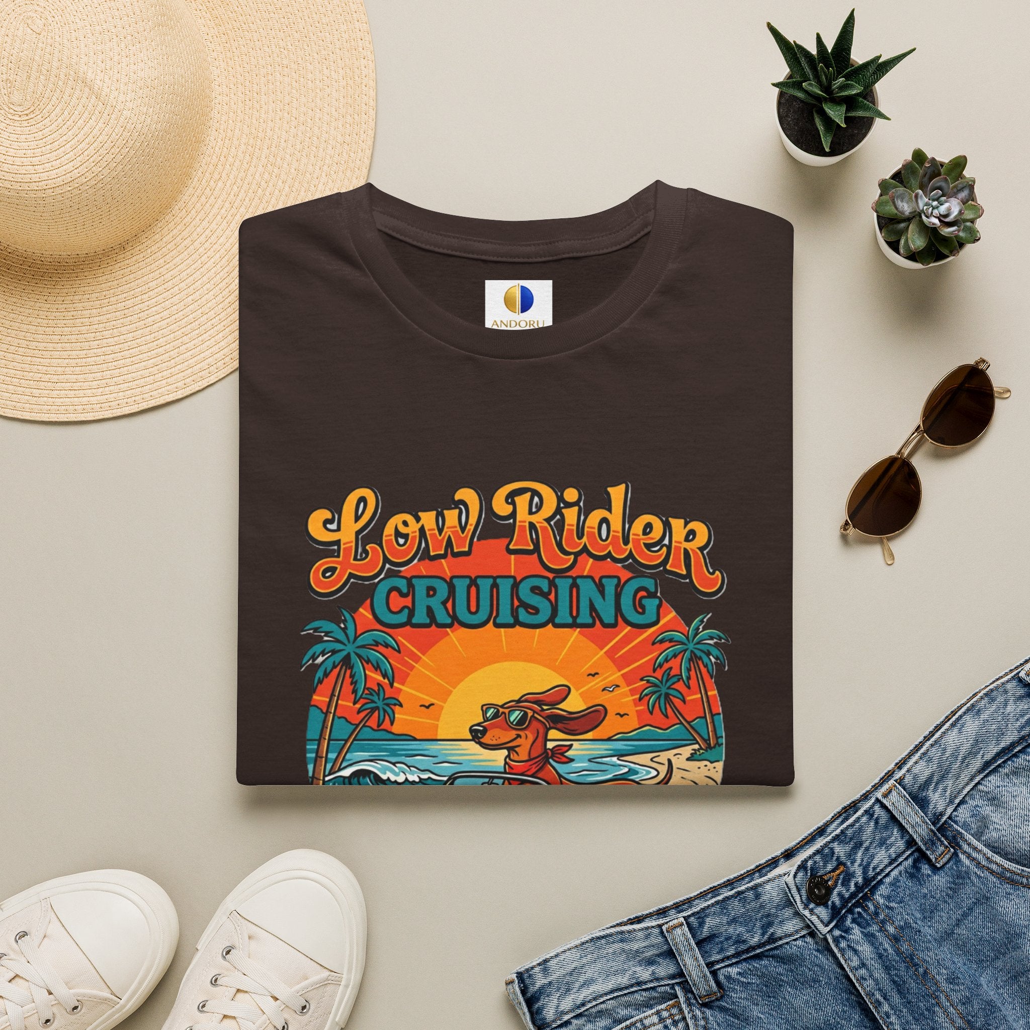 Low Rider Cruising T-Shirt — Retro Beach Car Sunset Tee