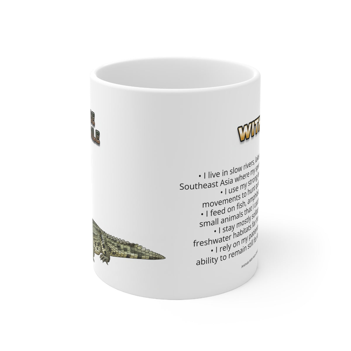 Siamese Crocodile Coffee Mug – 11oz Ceramic Mug for Animals With Facts Series 1 Gifts