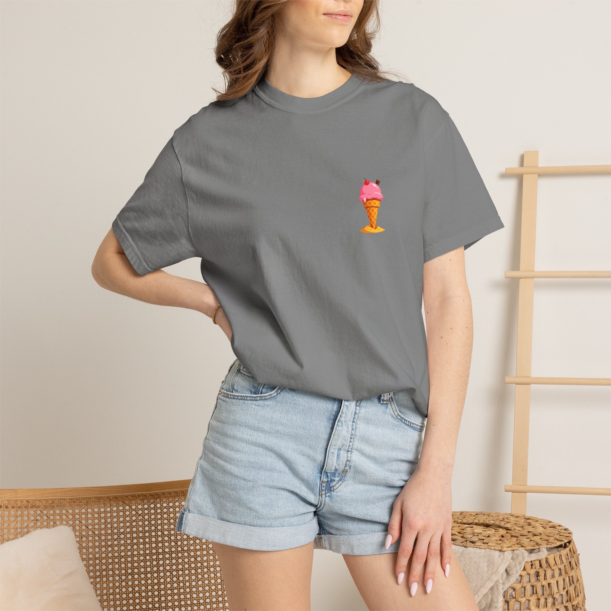 Ice Cream Cone Graphic T-Shirt — Cute Pink Sundae Tee