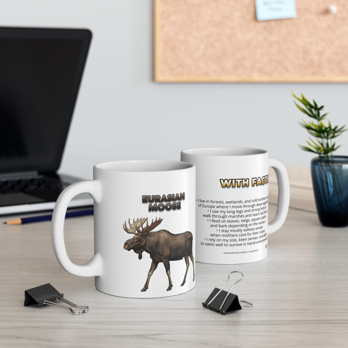 Eurasian Moose Coffee Mug – 11oz Ceramic Mug for Animals With Facts Series 3 Gifts