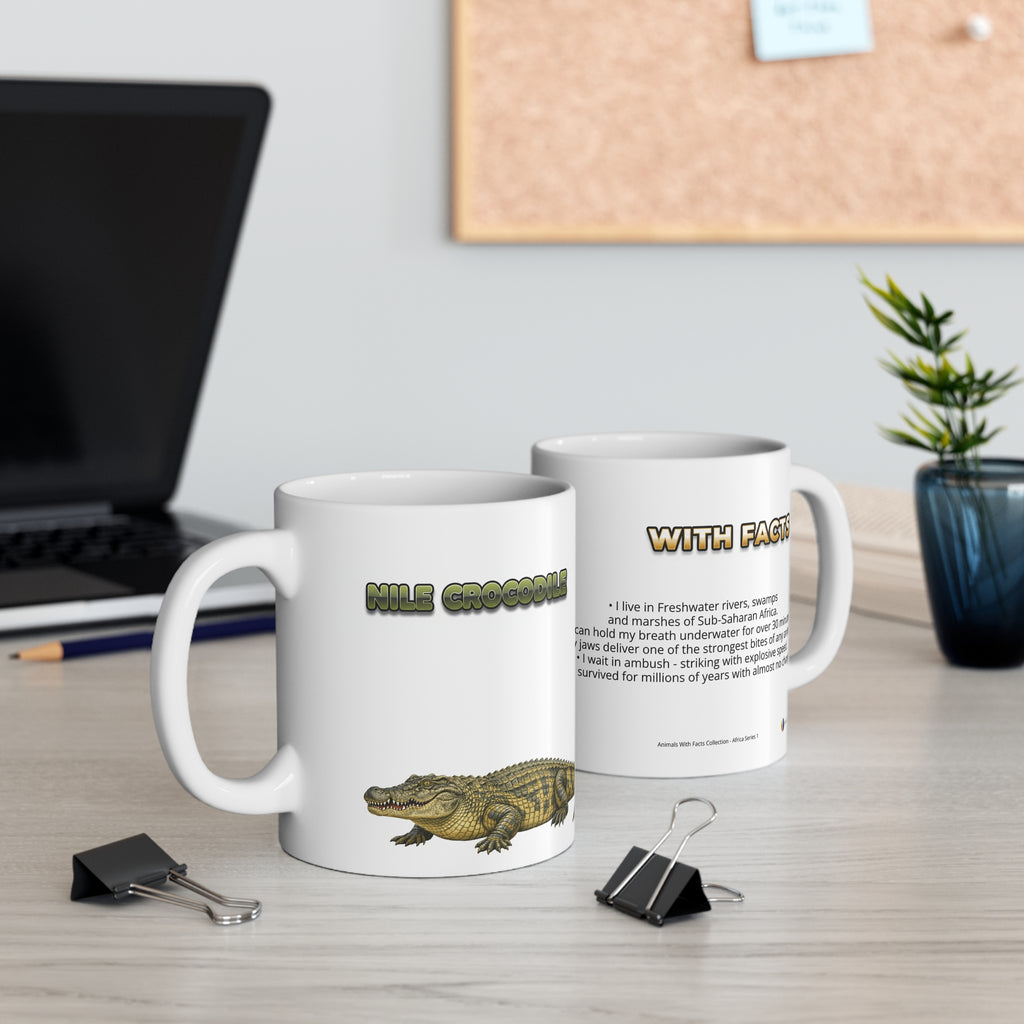 Nile Crocodile Coffee Mug – 11oz Ceramic Mug for Animals With Facts Series 1 Gifts