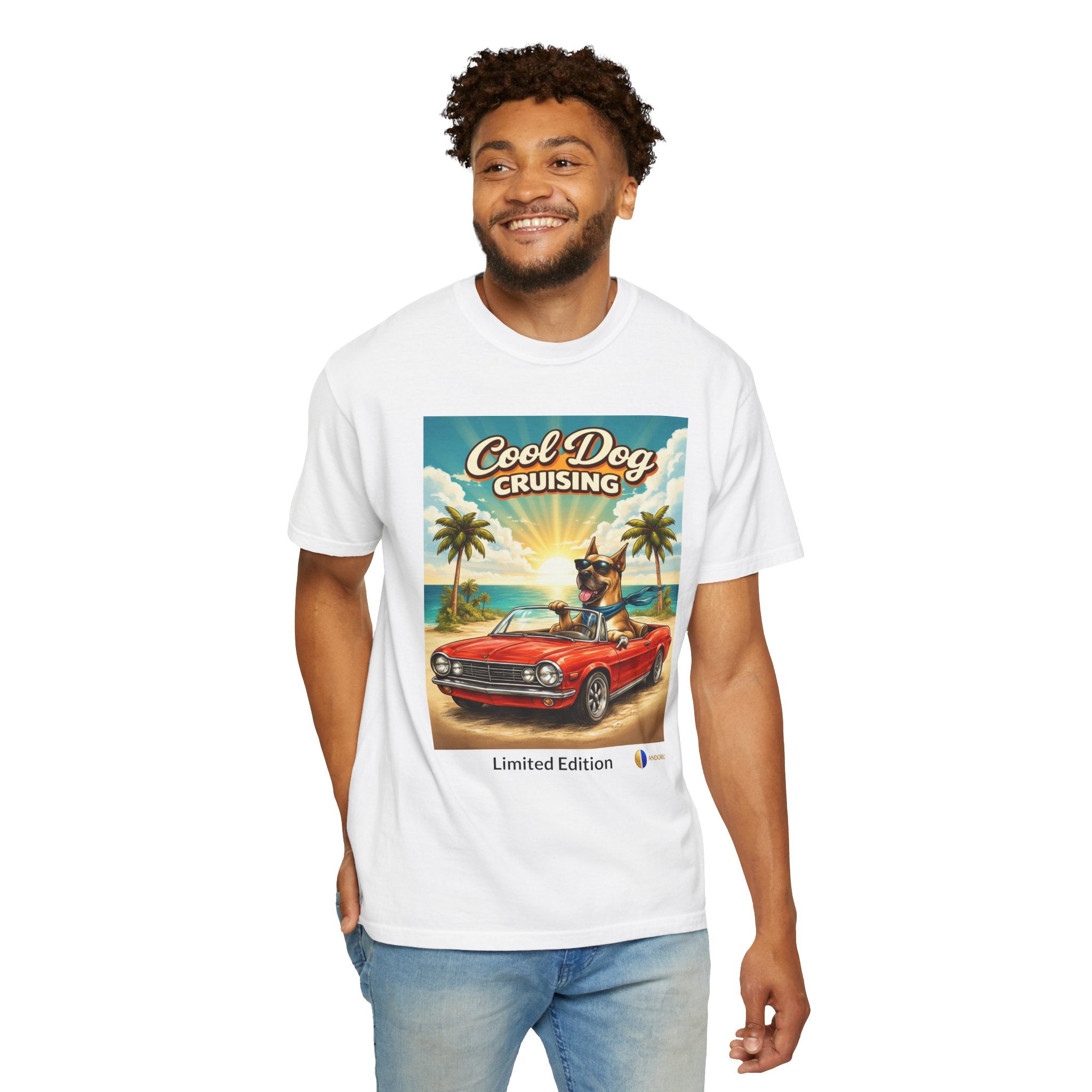 Cool Dog Cruising T-Shirt — Vintage Retro Beach Car Design Limited Edition