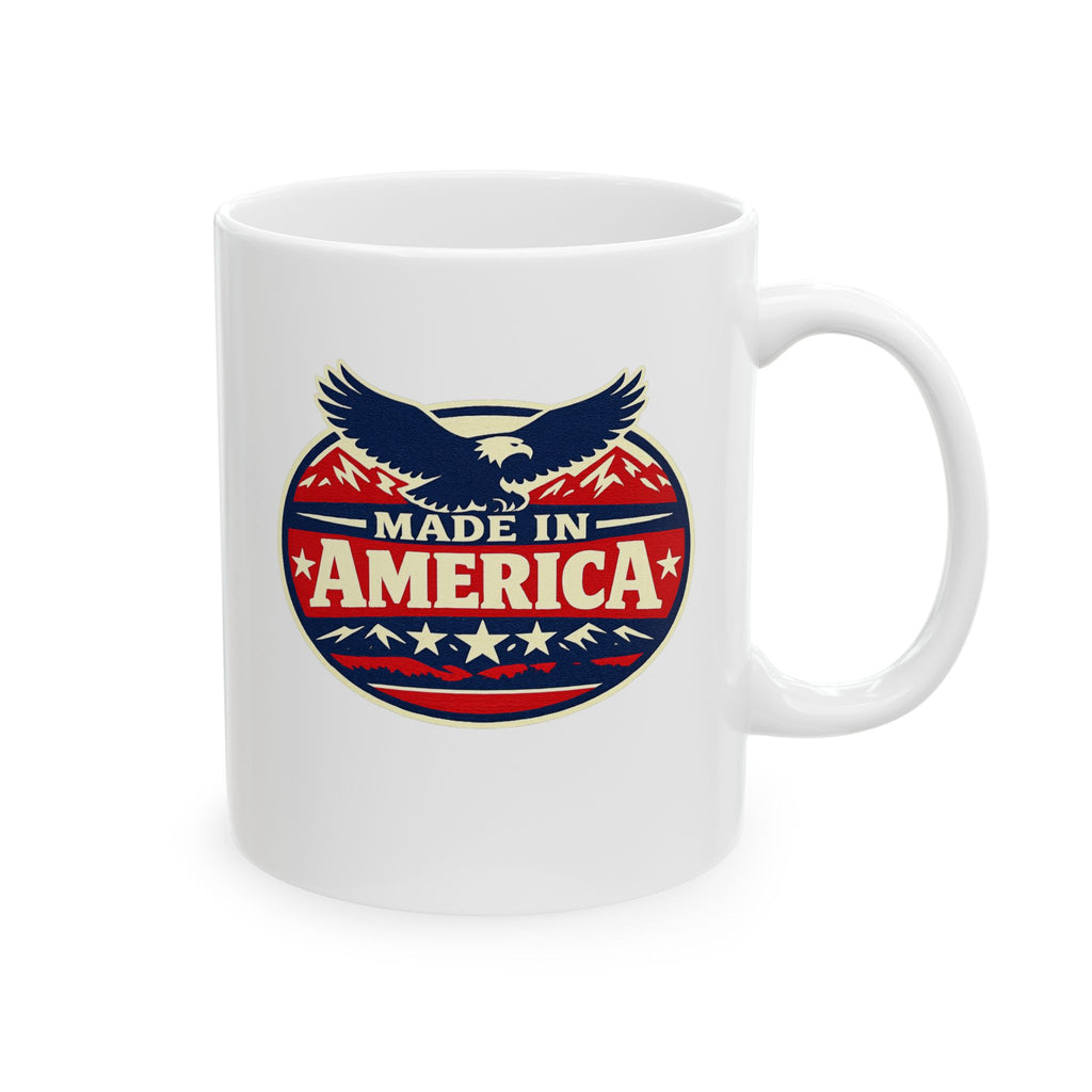 Patriotic Ceramic Mug — “Real American” Eagle Flag Design (11oz & 15oz)