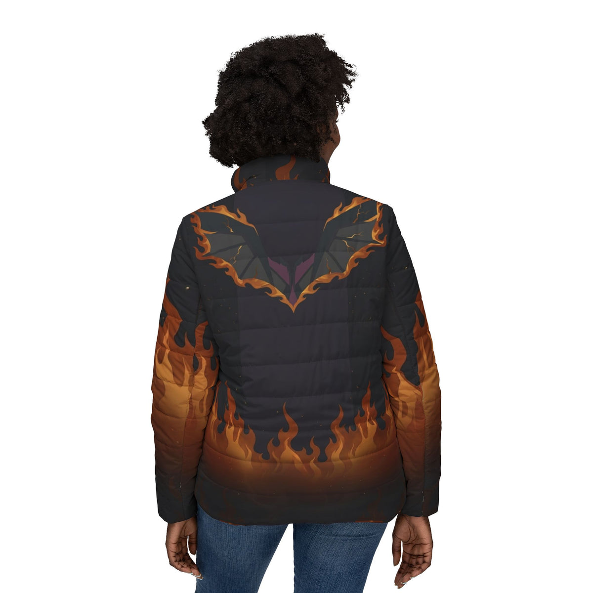 Women’s Phoenix Flame Puffer Jacket (AOP)