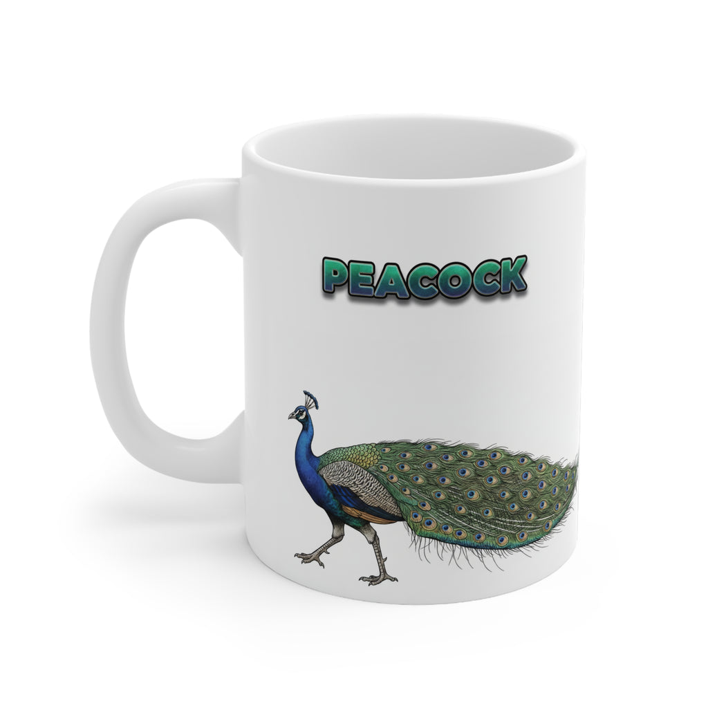 Peacock Coffee Mug – 11oz Ceramic Mug for Animals With Facts Series 2 Gifts