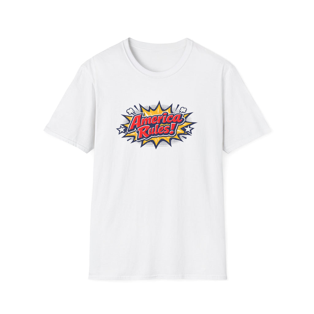 America Rules! Graphic T-Shirt – Patriotic Comic Pop Design
