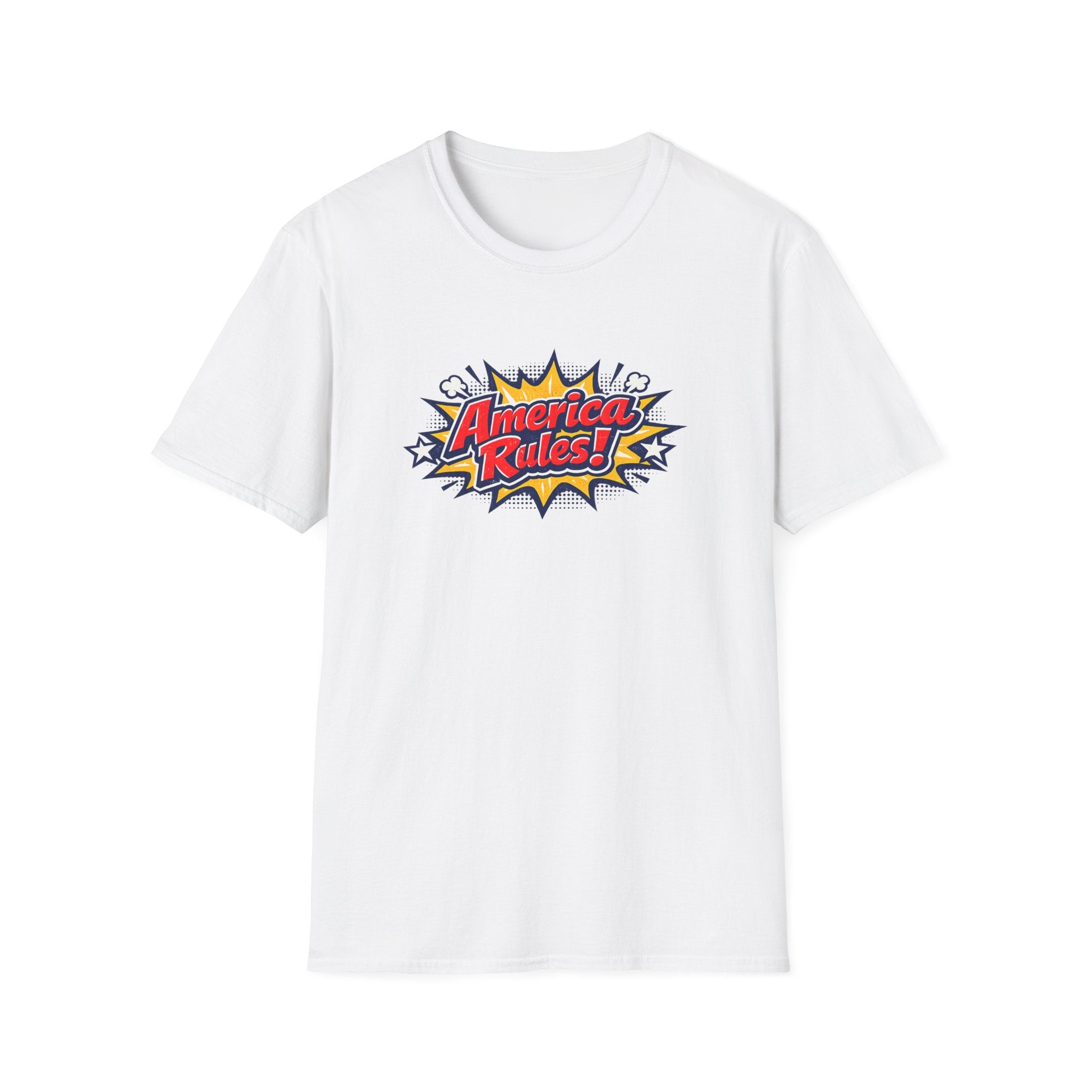 America Rules! Graphic T-Shirt – Patriotic Comic Pop Design