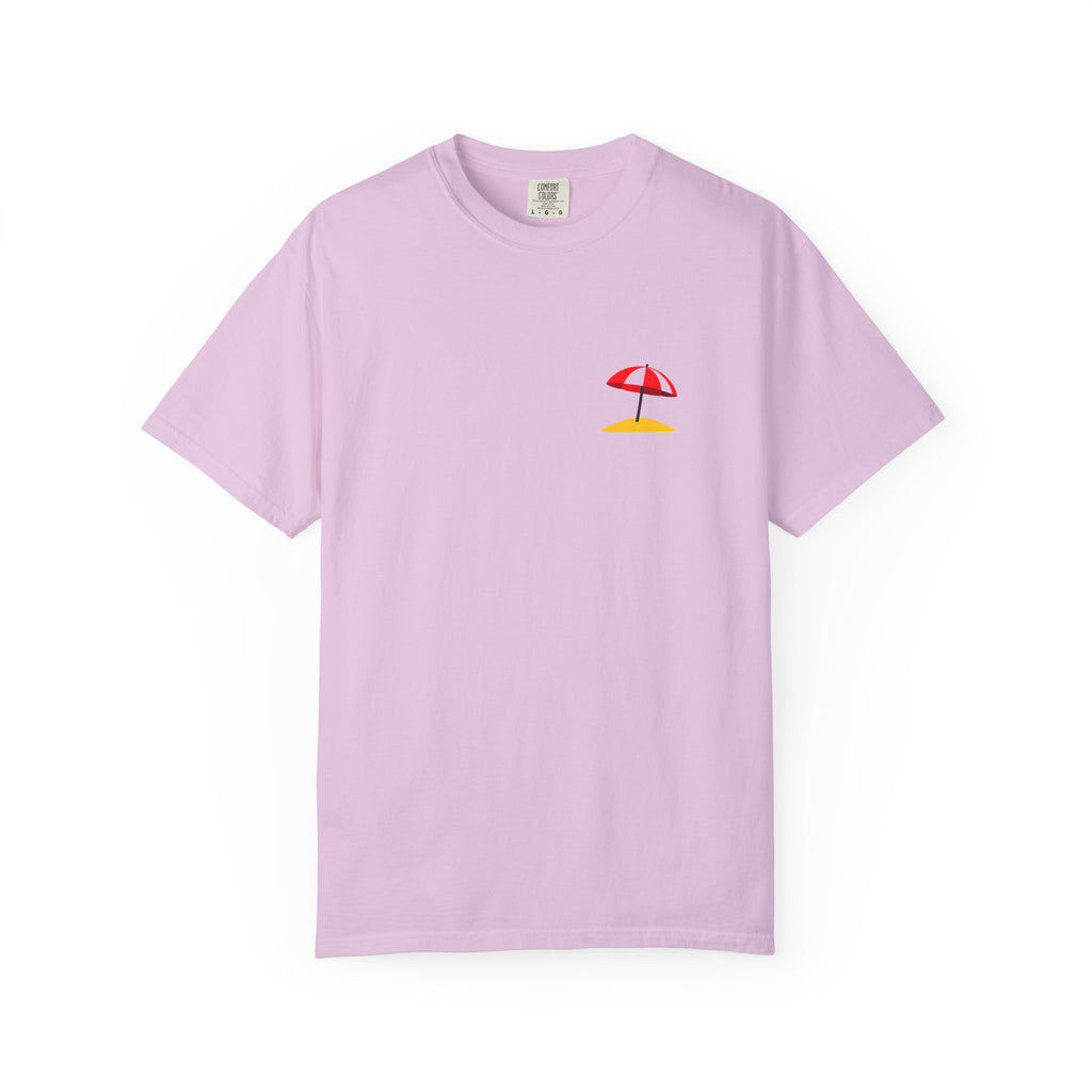 Beach Umbrella Pocket T-Shirt — Minimal Summer Graphic Tee