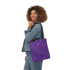 Halloween Purple Black Bat Pattern Canvas Tote Bag