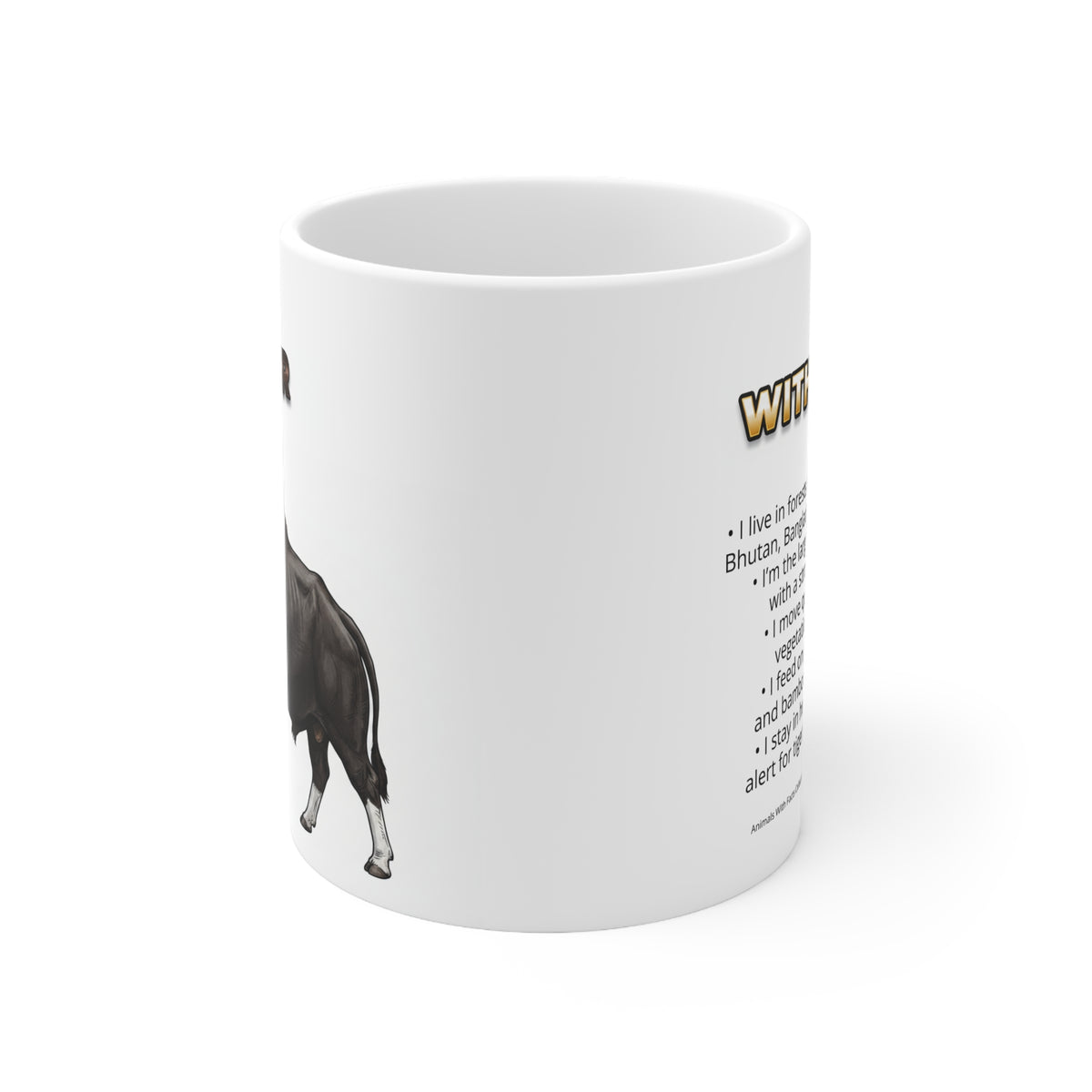 Gaur Coffee Mug – 11oz Ceramic Mug for Animals With Facts Series 2 Gifts