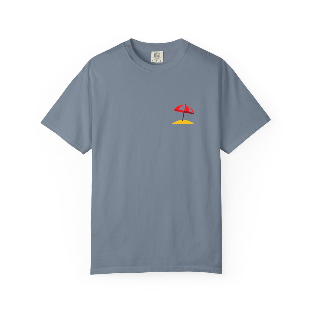 Beach Umbrella Pocket T-Shirt — Minimal Summer Graphic Tee