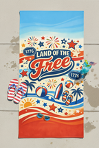 Land of the Free Patriotic Beach Towel — 4th of July American Flag Design