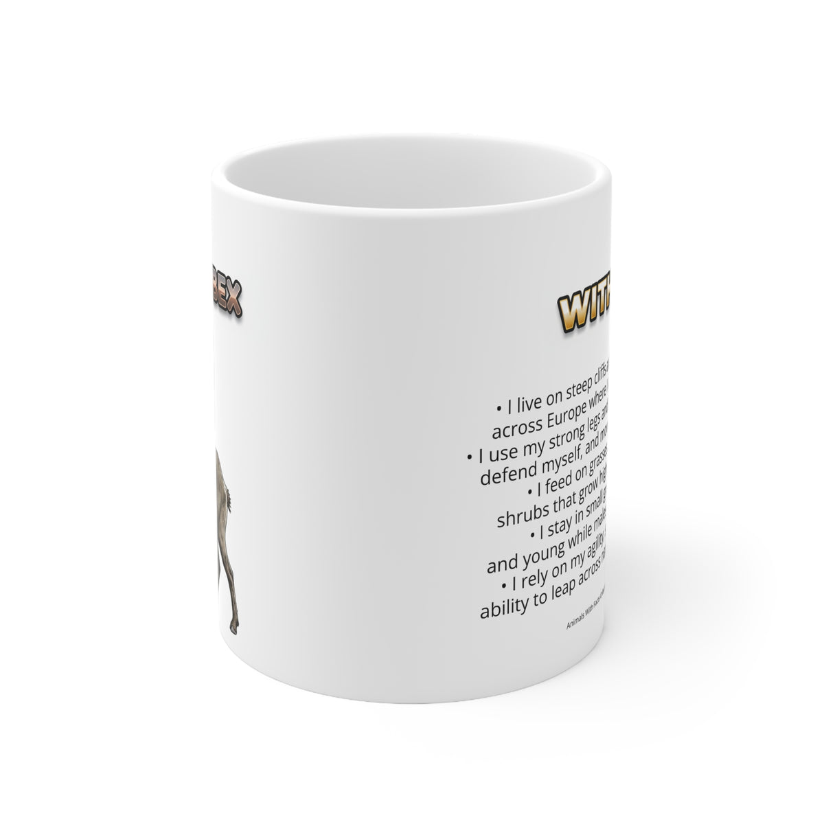 Alpine Ibex Coffee Mug – 11oz Ceramic Mug for Animals With Facts Series 3 Gifts