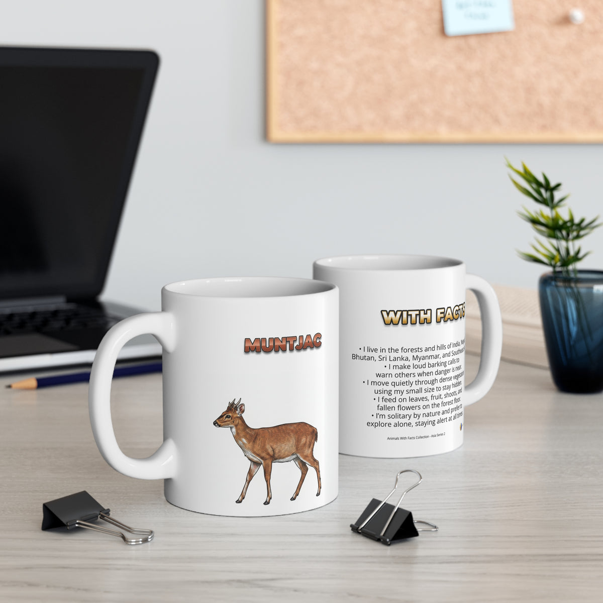 Muntjac Coffee Mug – 11oz Ceramic Mug for Animals With Facts Series 2 Gifts