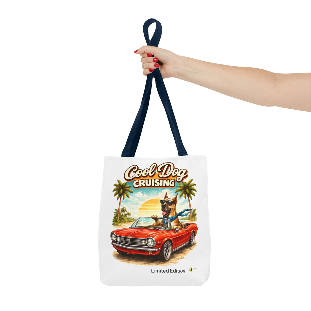 Cool Dog Cruising Tote Bag — Retro Convertible Beach Dog Beach Tote