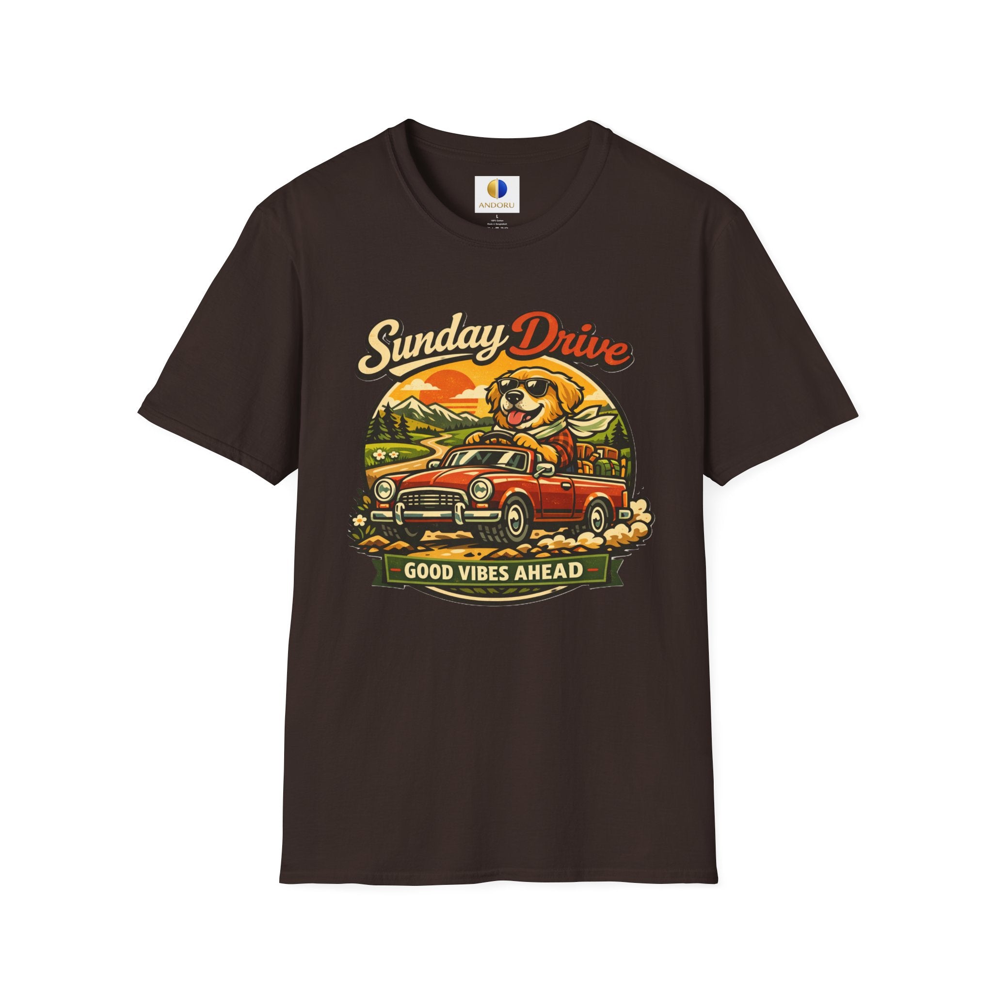 Sunday Drive Tee — Good Vibes Ahead Vintage Road Trip T-Shirt