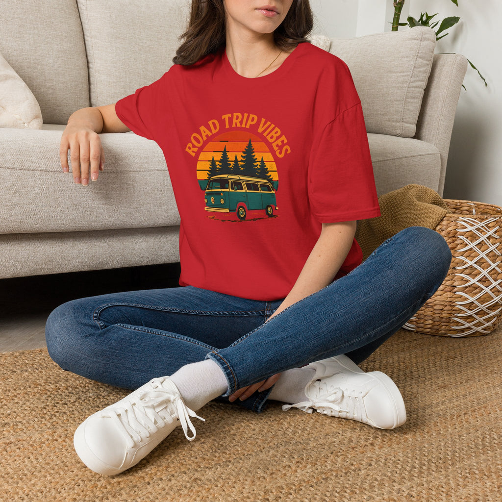 Road Trip Vibes T-Shirt — Retro Van Sunset Graphic