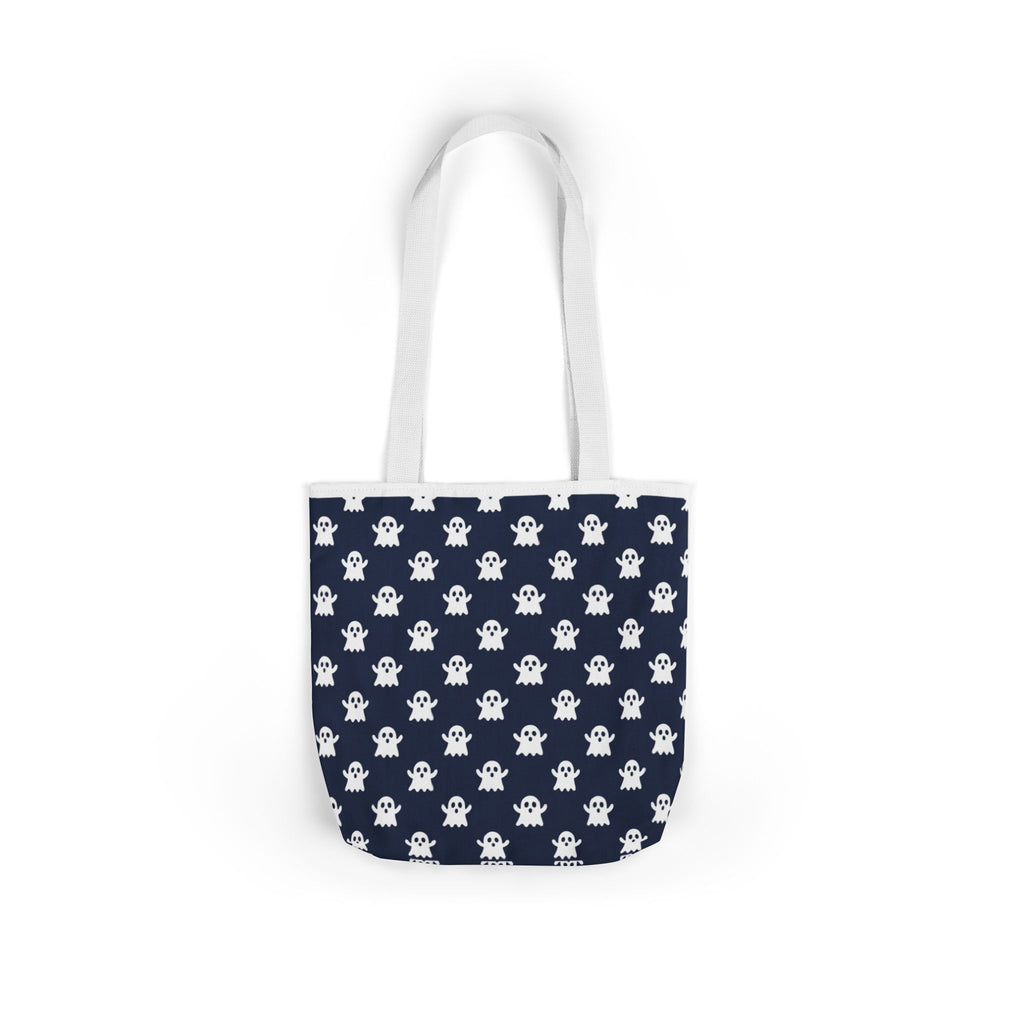 Halloween White Ghost Blue Pattern Canvas Tote Bag