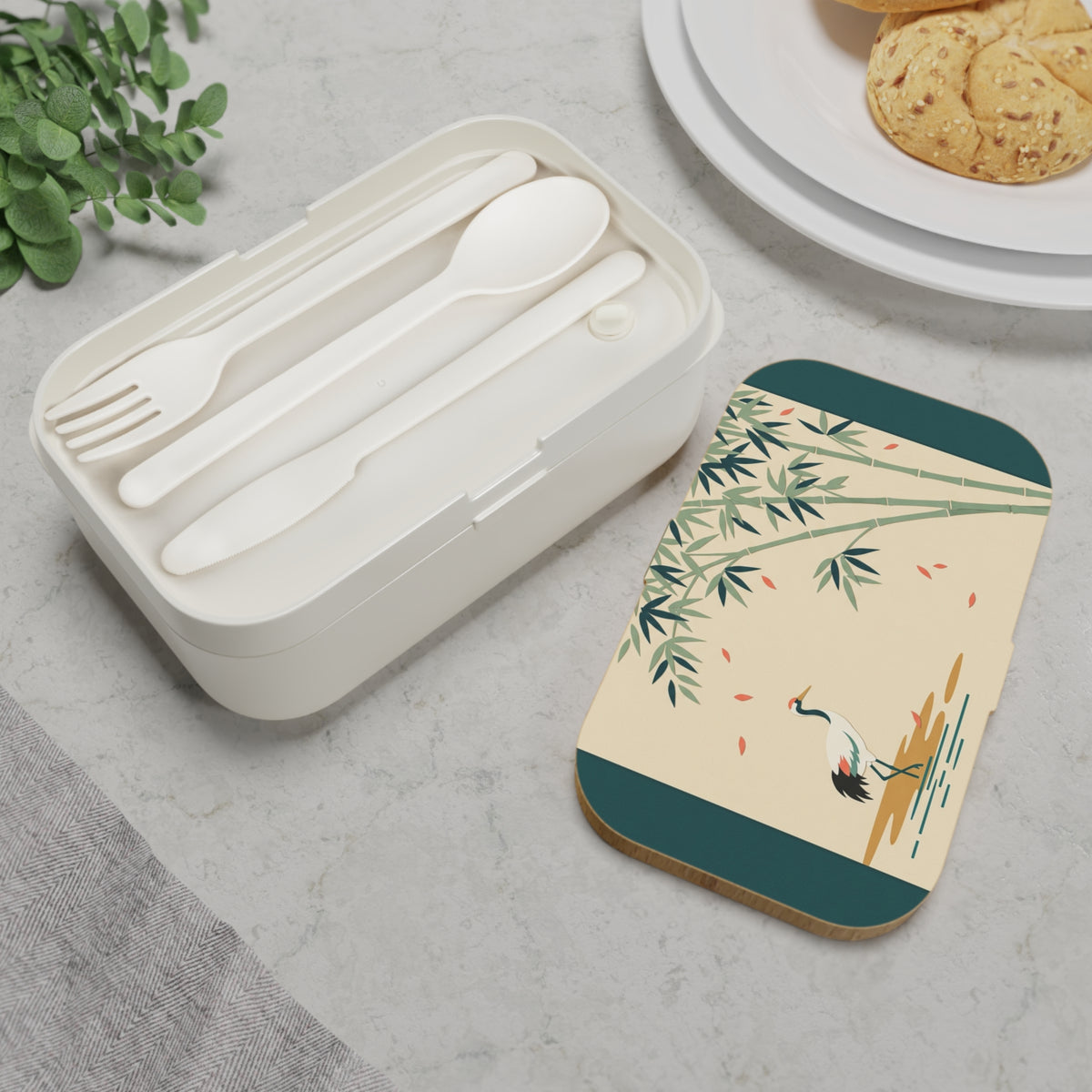 Japanese Crane & Bamboo Bento Lunch Box