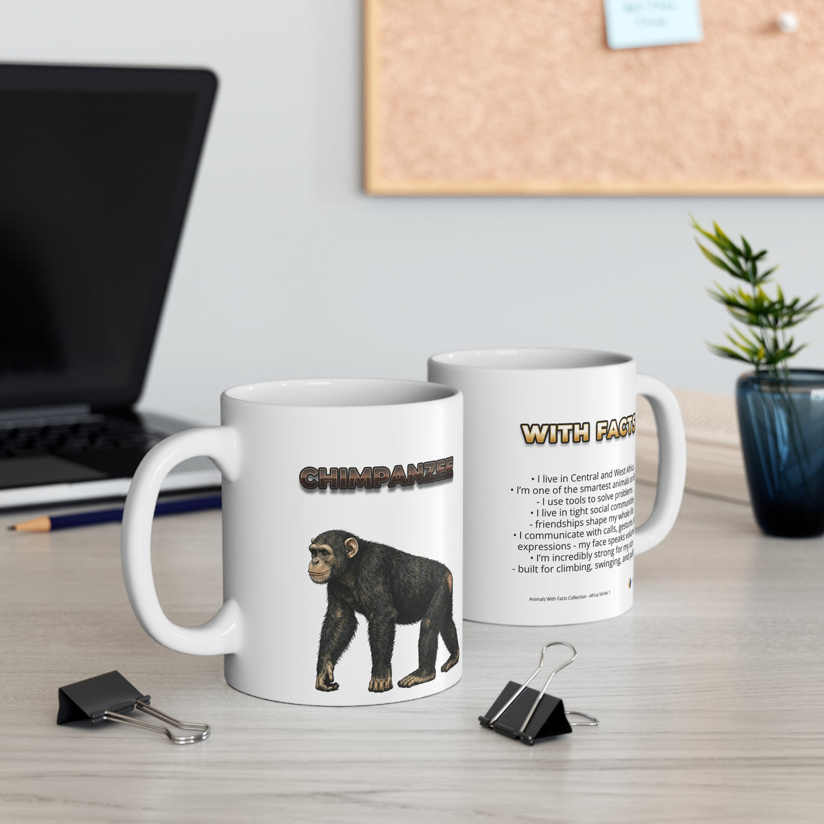 Chimpanzee Coffee Mug – 11oz Ceramic Mug for Animals With Facts Series 1 Gifts