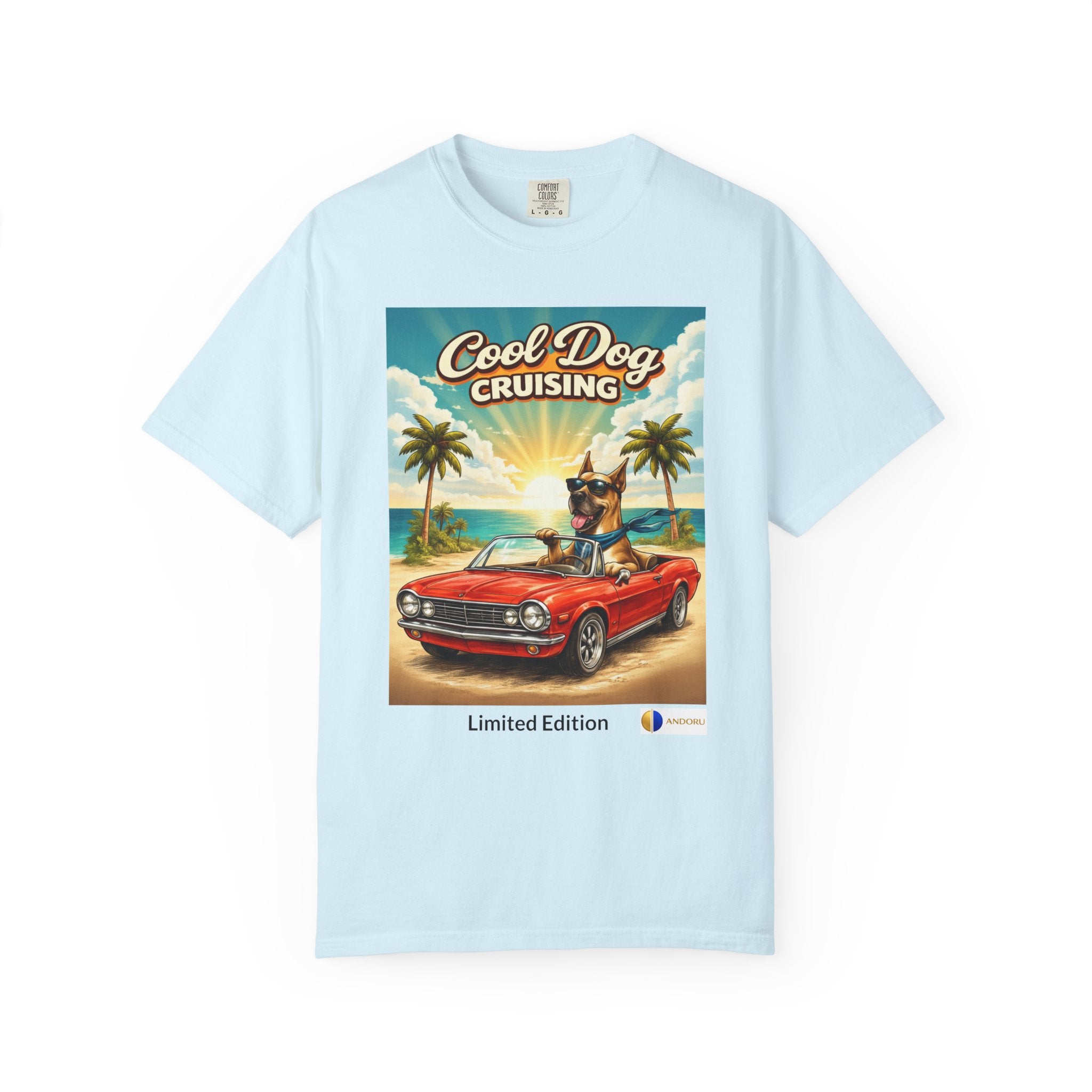 Cool Dog Cruising T-Shirt — Vintage Retro Beach Car Design Limited Edition