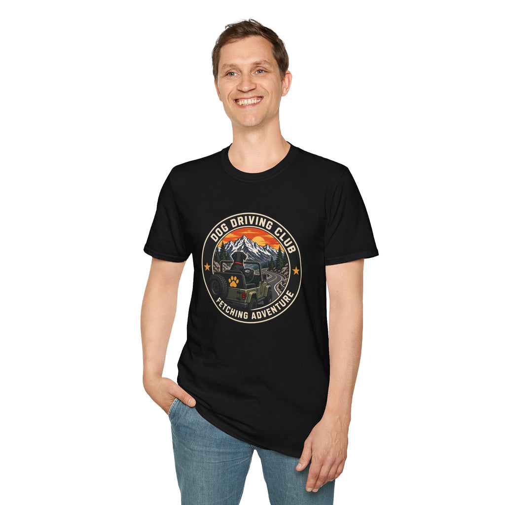 Official Dog Driving Club T‑Shirt — Pawprint Adventure Graphic Tee