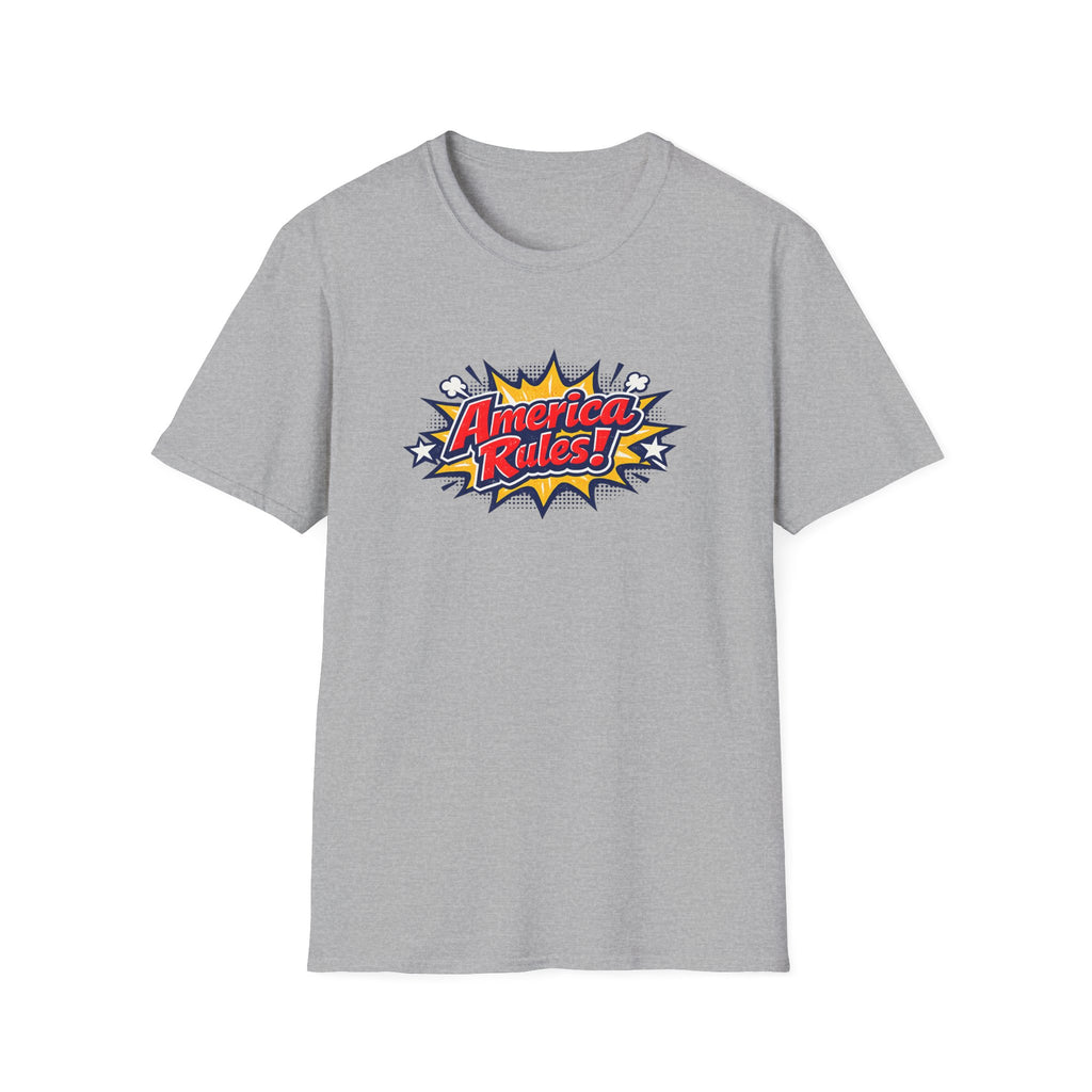 America Rules! Graphic T-Shirt – Patriotic Comic Pop Design