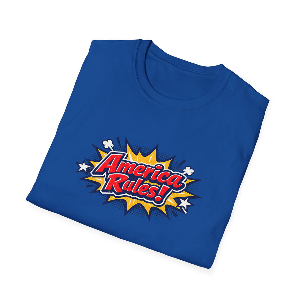America Rules! Graphic T-Shirt – Patriotic Comic Pop Design